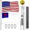 G128 Combo Pack: 25 Ft Telescoping Aluminum Flagpole (Silver) & American and Christian Flags 3x5 Ft, Both ToughWeave Series Embroidered Polyester | Pole with Flags Included
